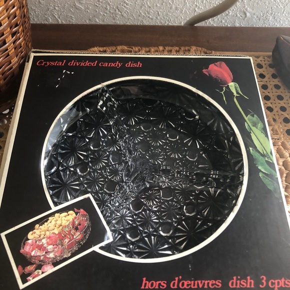 Vintage Estate French Lux Veropa Divided Crystal Divided Candy Dish IN BOX - Picture 8 of 12